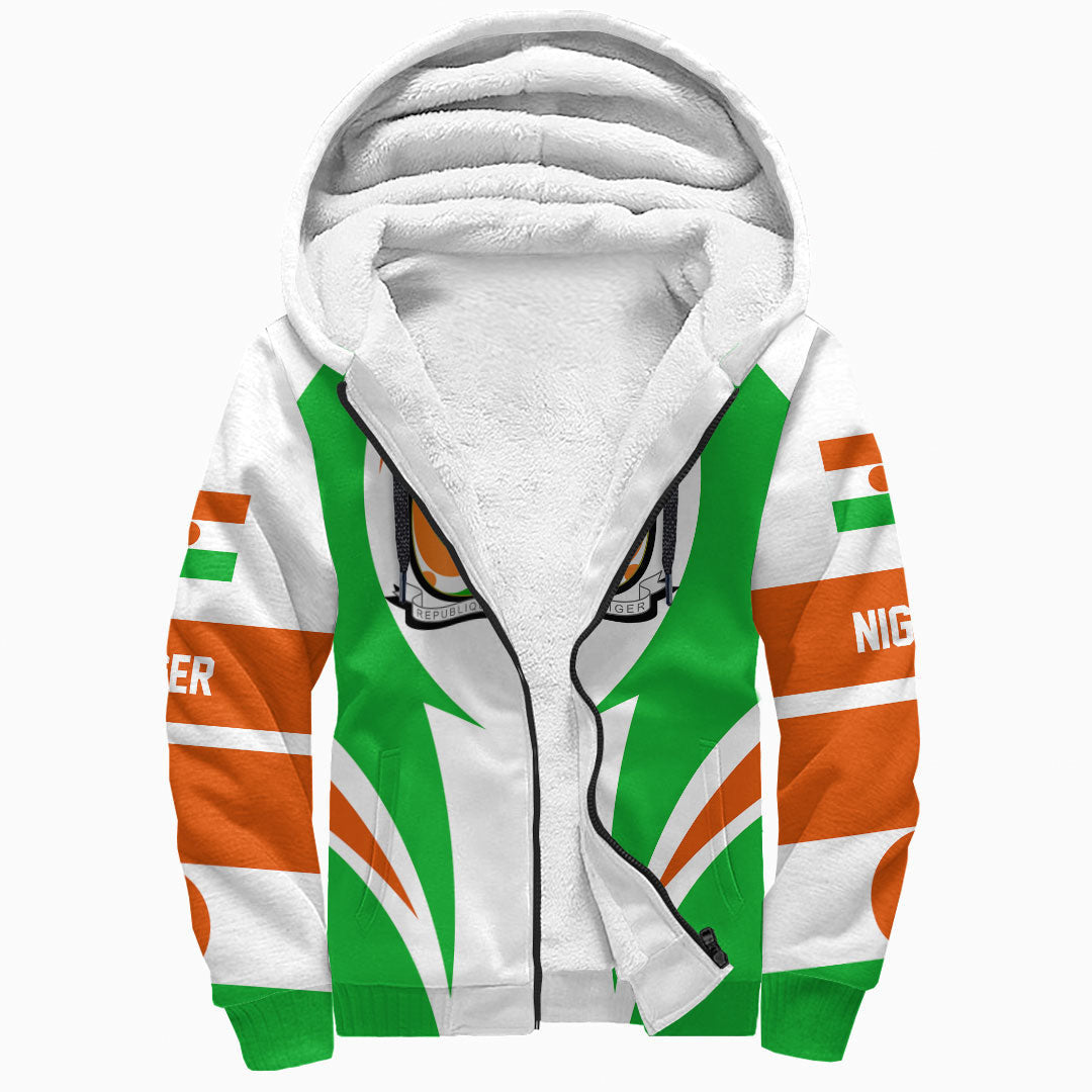 Wonder Print Shop Clothing - Niger Action Flag Sherpa Hoodie RLT7 - Wonder Print Shop