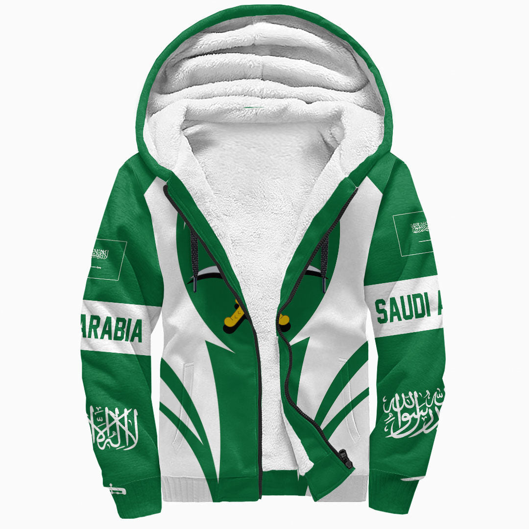 Wonder Print Shop Clothing - Saudi Arabia Action Flag Sherpa Hoodie RLT7 - Wonder Print Shop