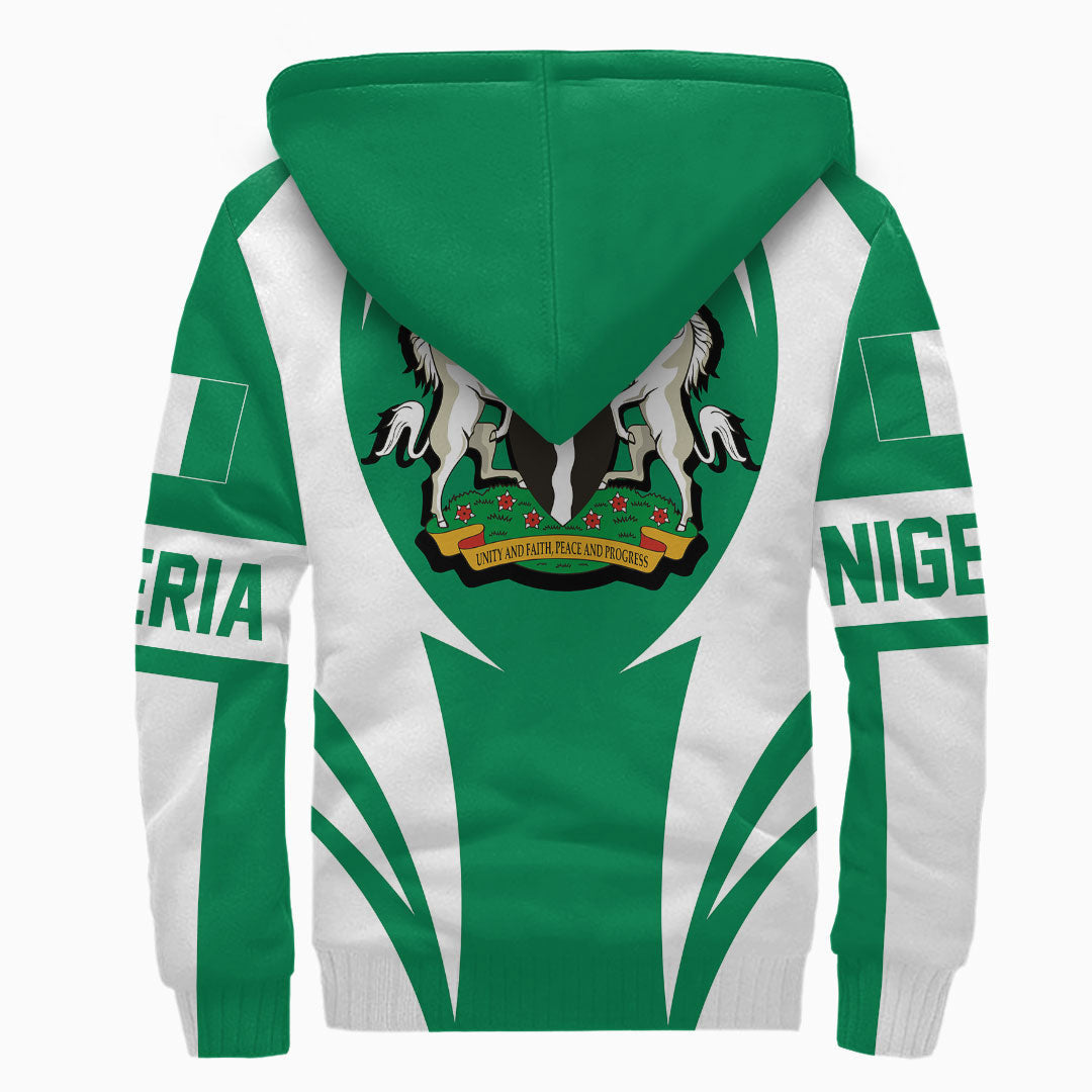 Wonder Print Shop Clothing - Nigeria Action Flag Sherpa Hoodie RLT7 - Wonder Print Shop