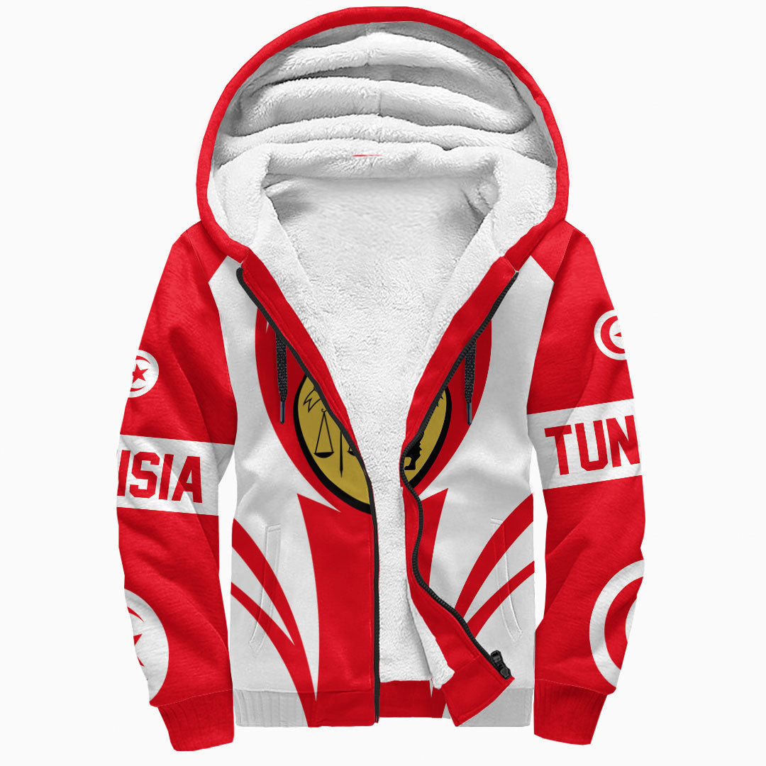 Wonder Print Shop Clothing - Tunisia Action Flag Sherpa Hoodie RLT7 - Wonder Print Shop
