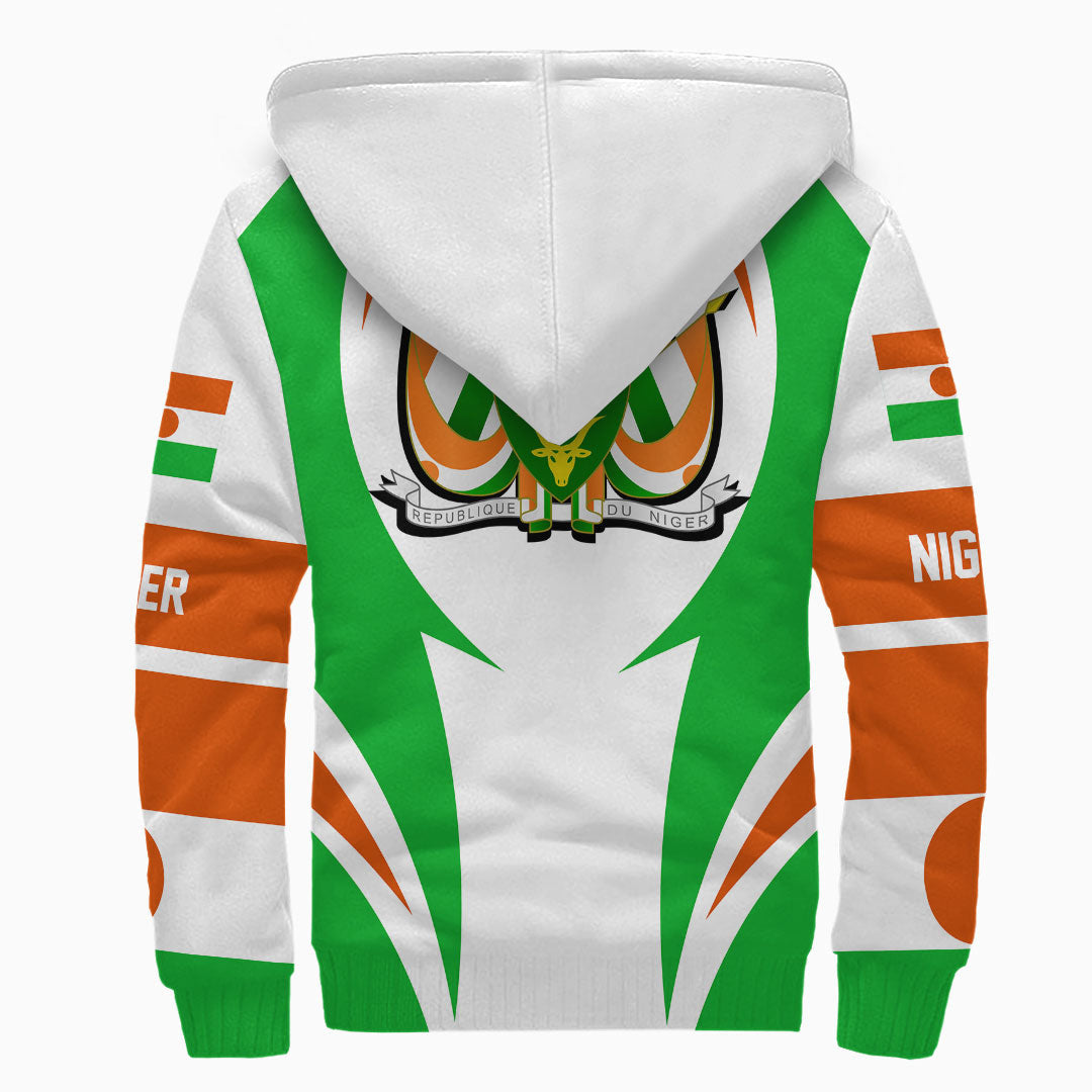 Wonder Print Shop Clothing - Niger Action Flag Sherpa Hoodie RLT7 - Wonder Print Shop