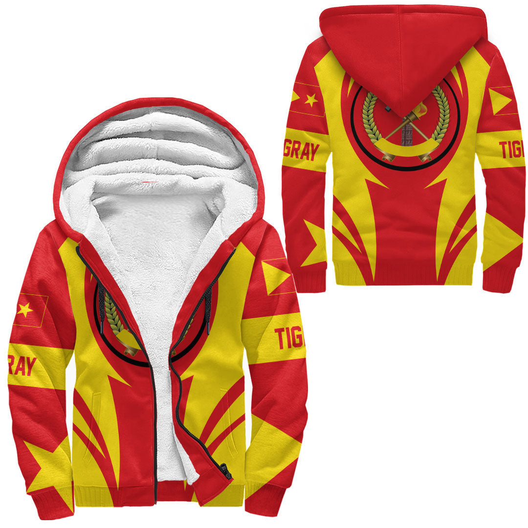 Wonder Print Shop Clothing - Tigray Action Flag Sherpa Hoodie RLT7 - Wonder Print Shop