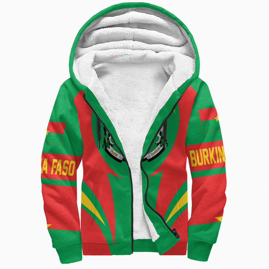 Wonder Print Shop Clothing - Burkina Faso Action Flag Sherpa Hoodie RLT7 - Wonder Print Shop