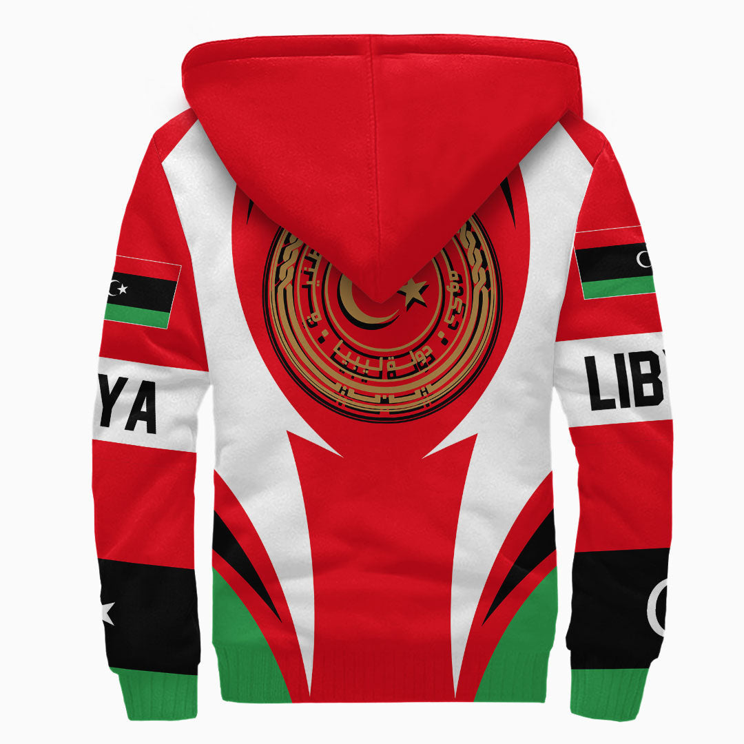 Wonder Print Shop Clothing - Libya Action Flag Sherpa Hoodie RLT7 - Wonder Print Shop