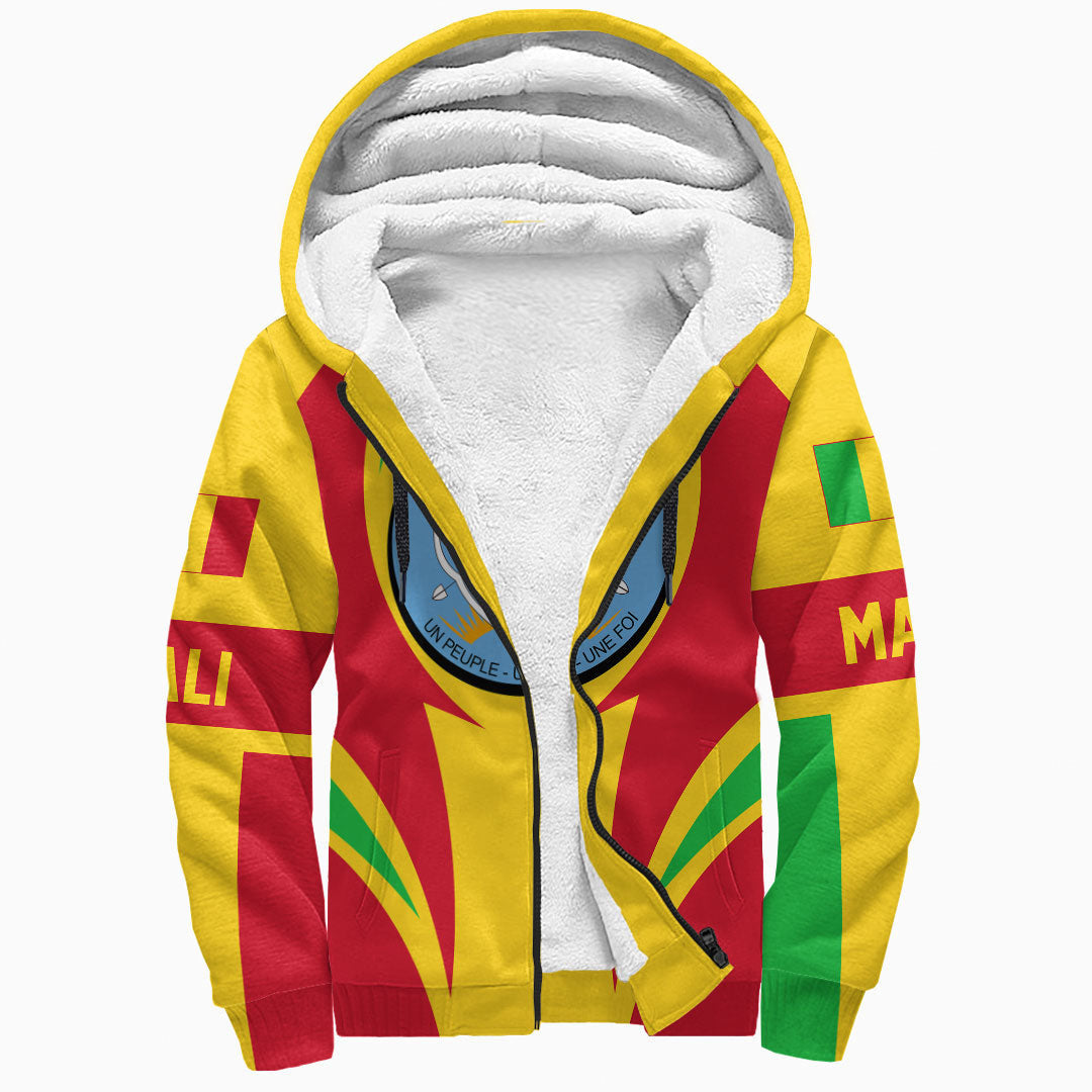 Wonder Print Shop Clothing - Mali Action Flag Sherpa Hoodie RLT7 - Wonder Print Shop