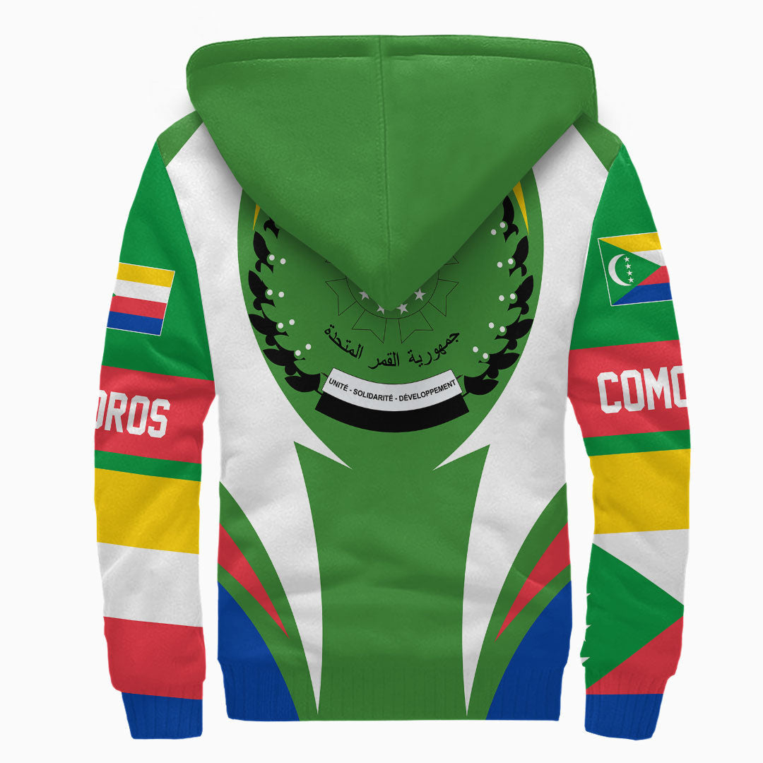 Wonder Print Shop Clothing - Comoros Action Flag Sherpa Hoodie RLT7 - Wonder Print Shop