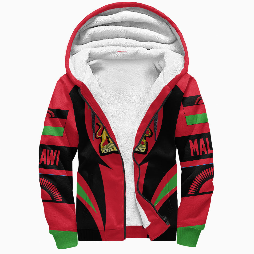 Wonder Print Shop Clothing - Malawi Action Flag Sherpa Hoodie RLT7 - Wonder Print Shop