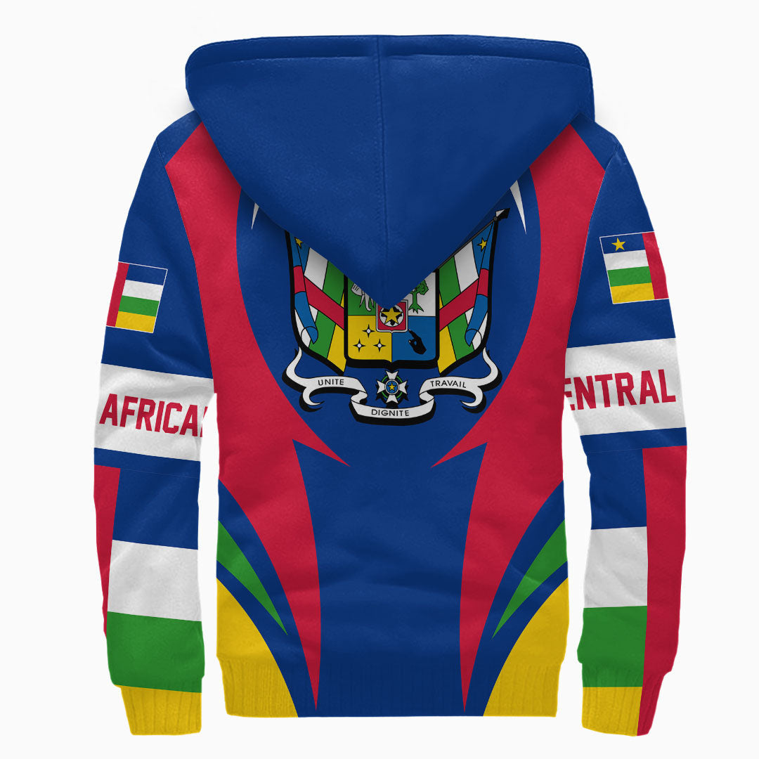 Wonder Print Shop Clothing - Central Africa Action Flag Sherpa Hoodie RLT7 - Wonder Print Shop
