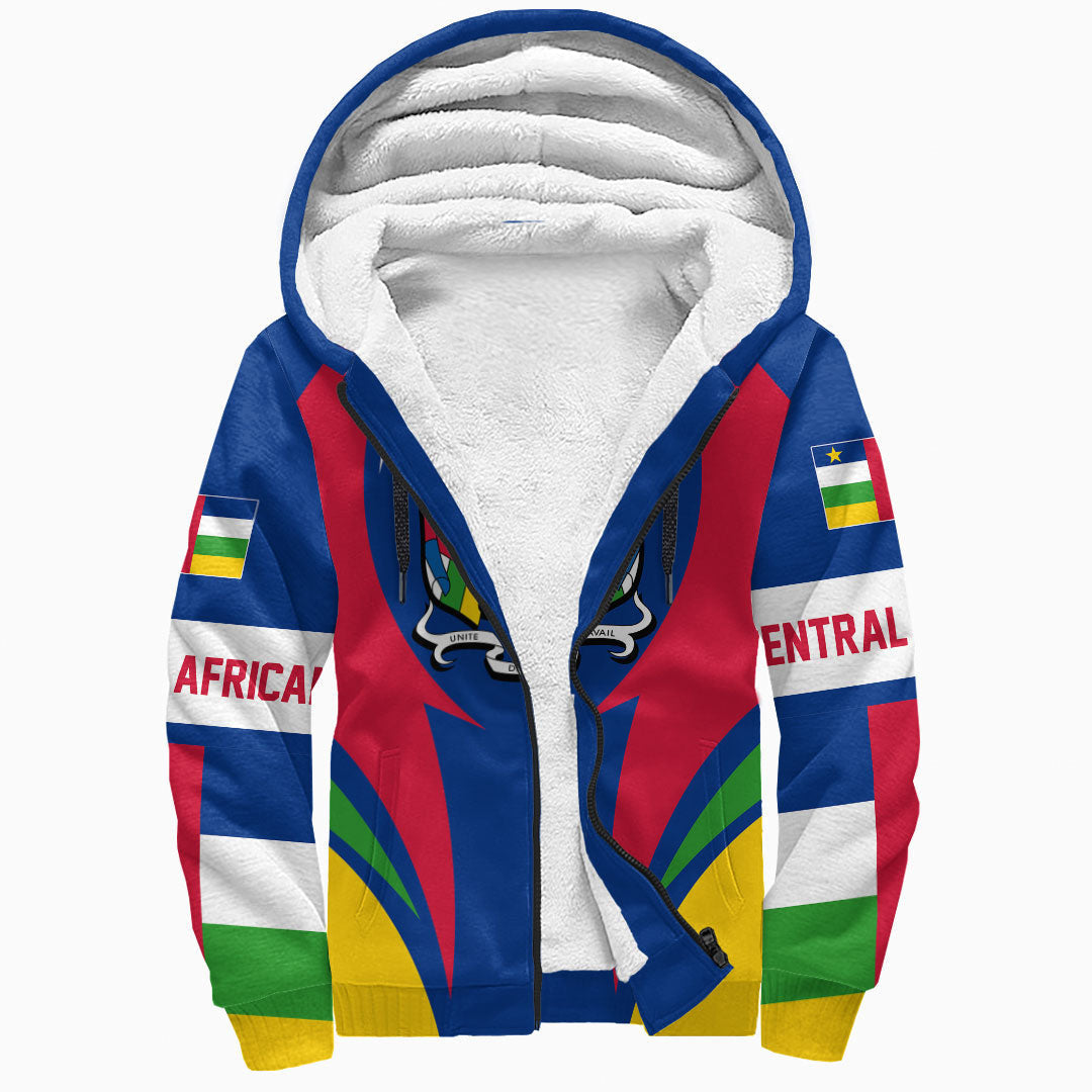 Wonder Print Shop Clothing - Central Africa Action Flag Sherpa Hoodie RLT7 - Wonder Print Shop