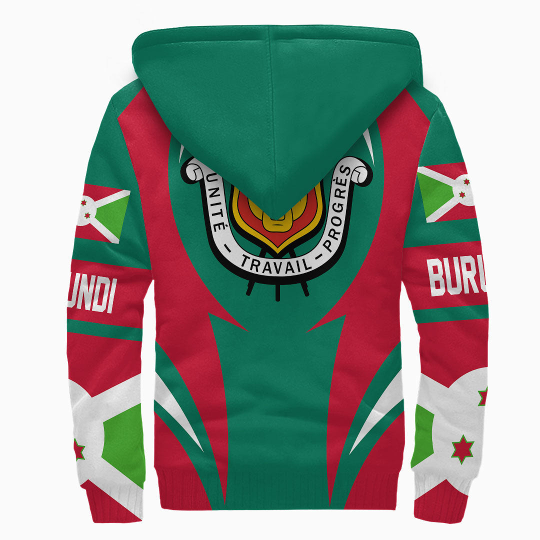 Wonder Print Shop Clothing - Burundi Action Flag Sherpa Hoodie RLT7 - Wonder Print Shop