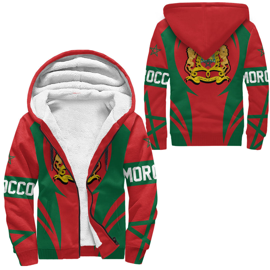 Wonder Print Shop Clothing - Morocco Action Flag Sherpa Hoodie RLT7 - Wonder Print Shop