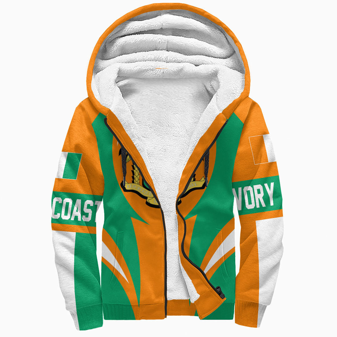 Wonder Print Shop Clothing - Ivory Coast Action Flag Sherpa Hoodie RLT7 - Wonder Print Shop