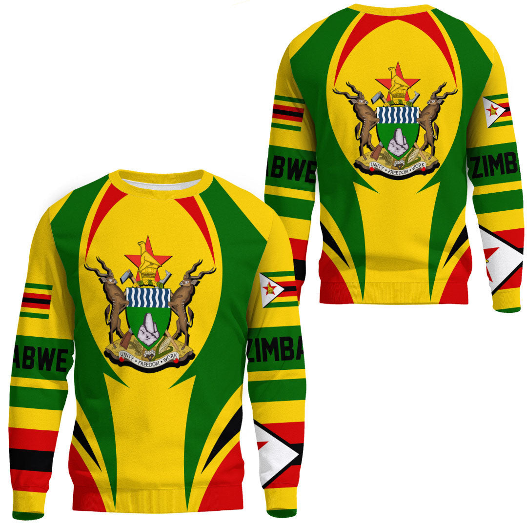 Wonder Print Shop Clothing - Zimbabwe Action Flag Sweatshirts RLT7 - Wonder Print Shop
