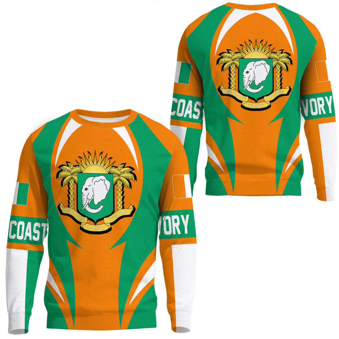 Wonder Print Shop Clothing - Ivory Coast Action Flag Sweatshirts RLT7 - Wonder Print Shop
