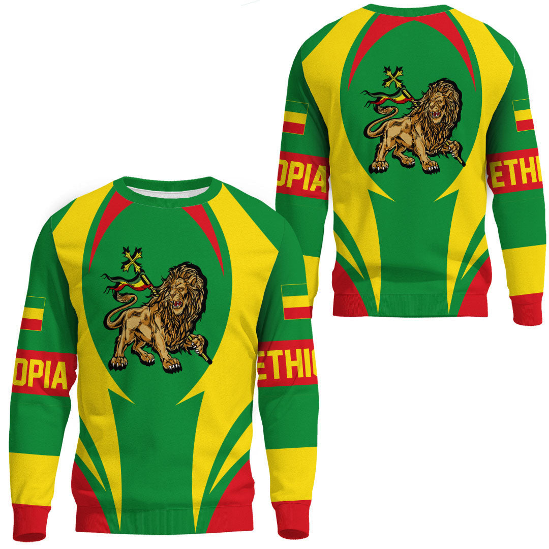 Wonder Print Shop Clothing - Ethiopia Action Flag Sweatshirts RLT7 - Wonder Print Shop