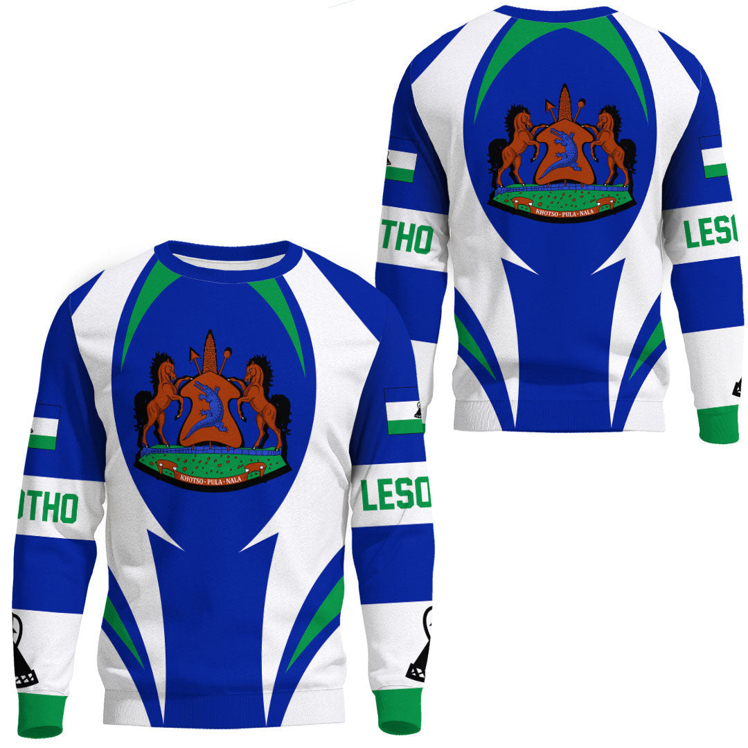 Wonder Print Shop Clothing - Lesotho Action Flag Sweatshirts RLT7 - Wonder Print Shop