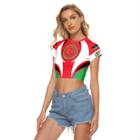 Wonder Print Shop Clothing - Libya Action Flag Women's Raglan Cropped T shirt RLT7 - Wonder Print Shop