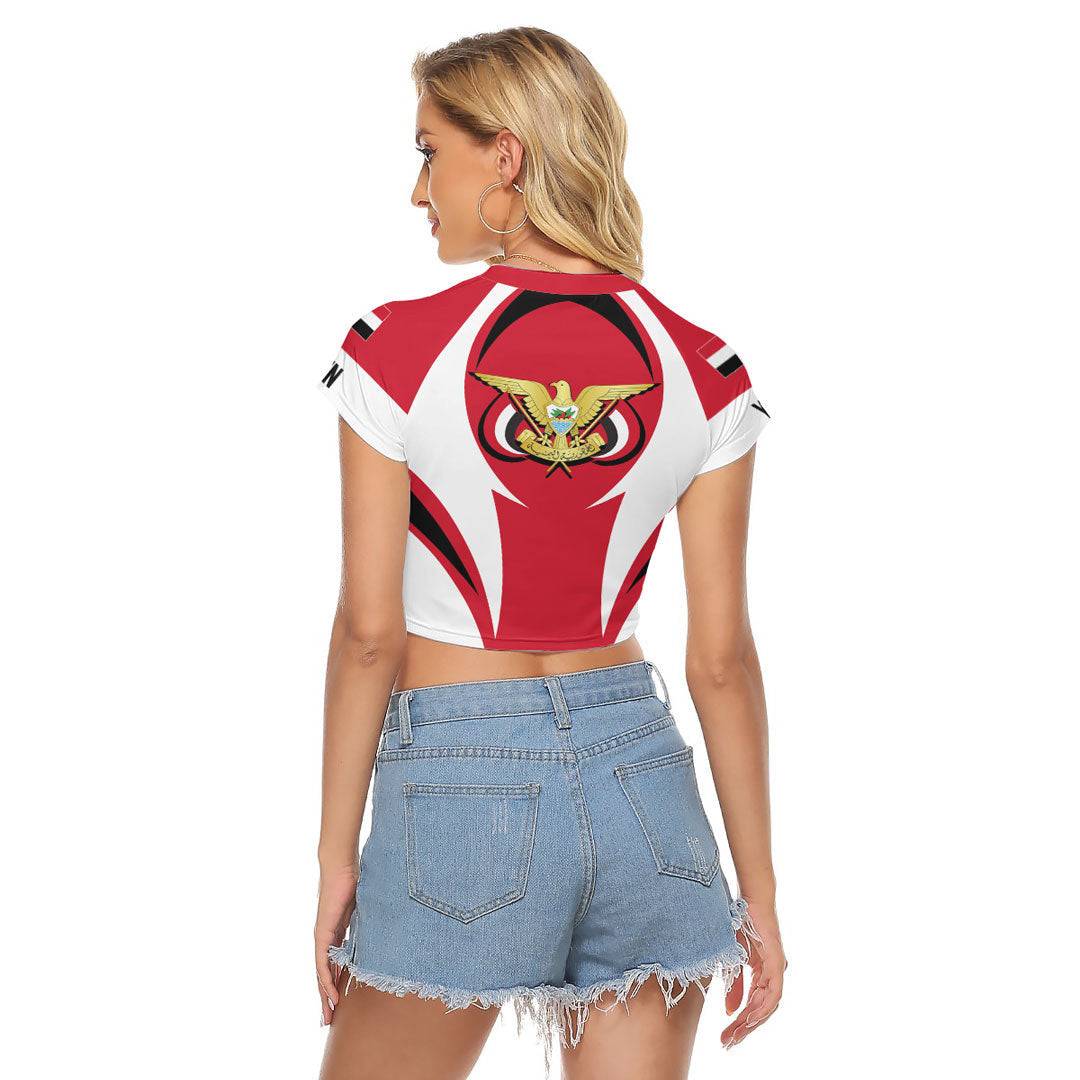 Wonder Print Shop Clothing - Yemen Action Flag Women's Raglan Cropped T shirt RLT7 - Wonder Print Shop