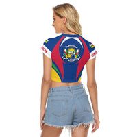 Wonder Print Shop Clothing - Central Africa Action Flag Women's Raglan Cropped T shirt RLT7 - Wonder Print Shop