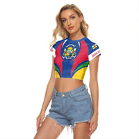 Wonder Print Shop Clothing - Central Africa Action Flag Women's Raglan Cropped T shirt RLT7 - Wonder Print Shop