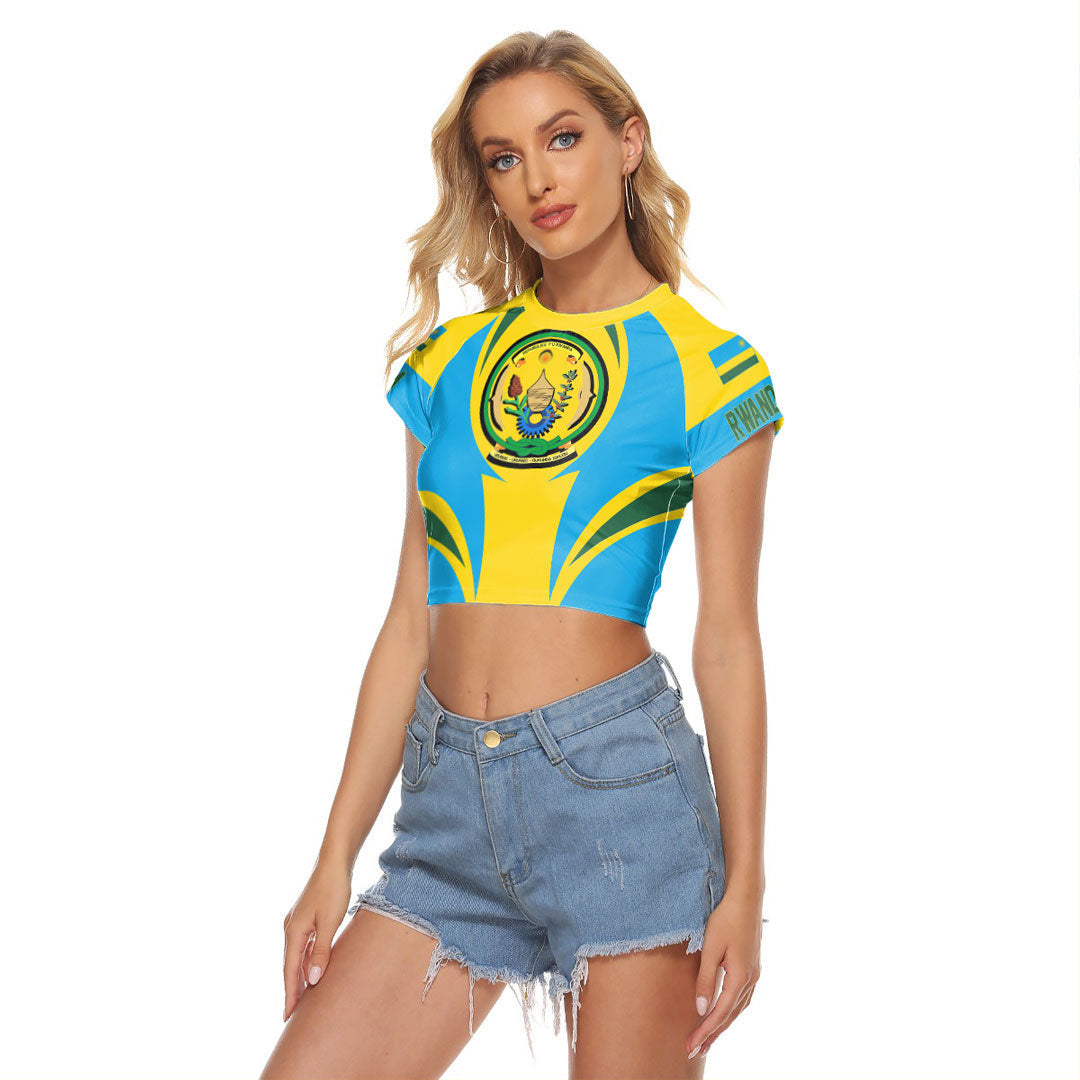 Wonder Print Shop Clothing - Rwanda Action Flag Women's Raglan Cropped T shirt RLT7 - Wonder Print Shop
