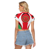 Wonder Print Shop Clothing - Libya Action Flag Women's Raglan Cropped T shirt RLT7 - Wonder Print Shop