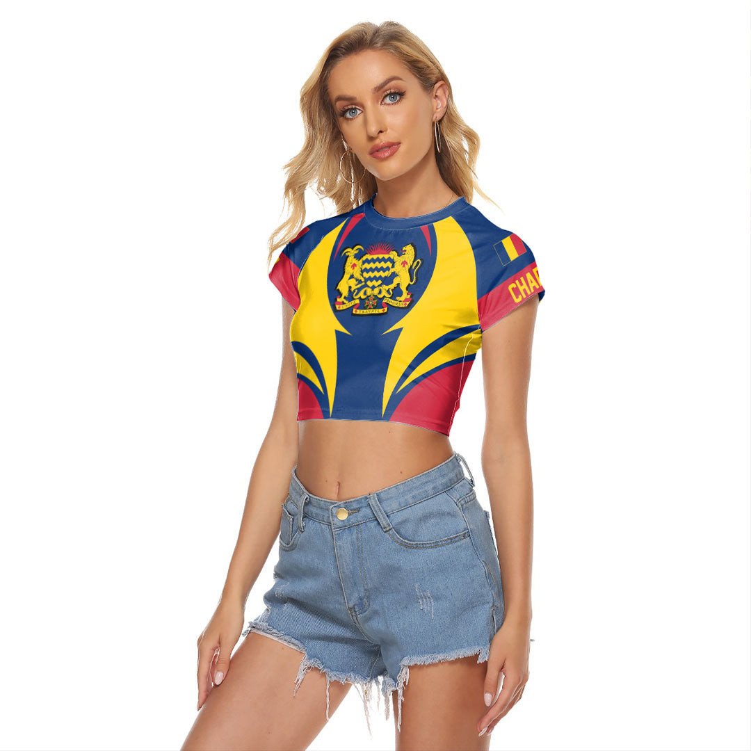Wonder Print Shop Clothing - Chad Action Flag Women's Raglan Cropped T shirt RLT7 - Wonder Print Shop
