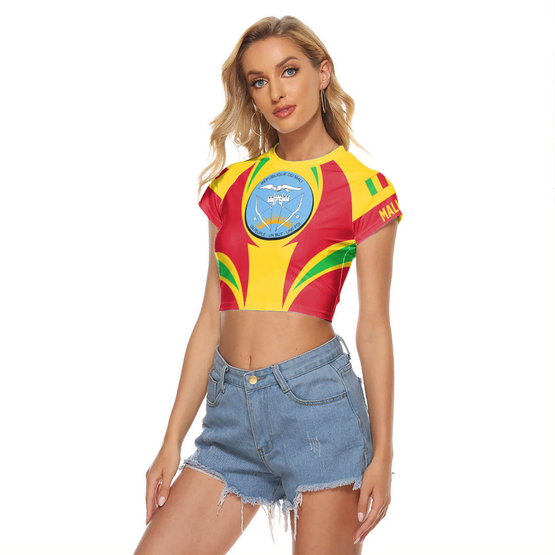 Wonder Print Shop Clothing - Mali Action Flag Women's Raglan Cropped T shirt RLT7 - Wonder Print Shop