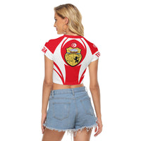 Wonder Print Shop Clothing - Tunisia Action Flag Women's Raglan Cropped T shirt RLT7 - Wonder Print Shop