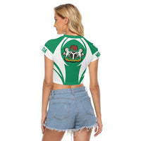 Wonder Print Shop Clothing - Nigeria Action Flag Women's Raglan Cropped T shirt RLT7 - Wonder Print Shop