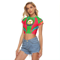 Wonder Print Shop Clothing - Eritrea Action Flag Women's Raglan Cropped T shirt RLT7 - Wonder Print Shop
