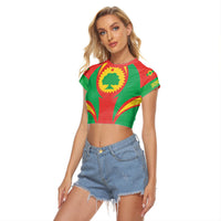Wonder Print Shop Clothing - Oromo Action Flag Women's Raglan Cropped T shirt RLT7 - Wonder Print Shop