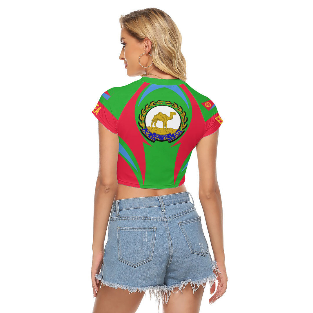 Wonder Print Shop Clothing - Eritrea Action Flag Women's Raglan Cropped T shirt RLT7 - Wonder Print Shop