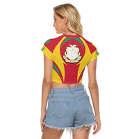 Wonder Print Shop Clothing - Guinea Action Flag Women's Raglan Cropped T shirt RLT7 - Wonder Print Shop