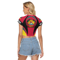 Wonder Print Shop Clothing - Mozambique Action Flag Women's Raglan Cropped T shirt RLT7 - Wonder Print Shop
