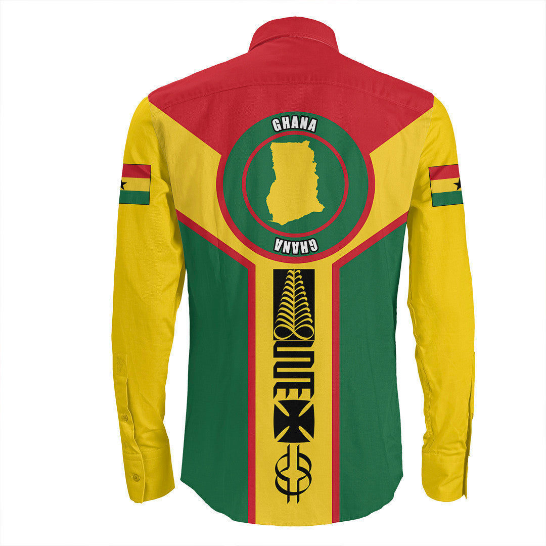 Wonder Print Shop Clothing - Ghana Rising Symbol Adinkra Tattoo Long Sleeve Button Shirt RLT7 - Wonder Print Shop