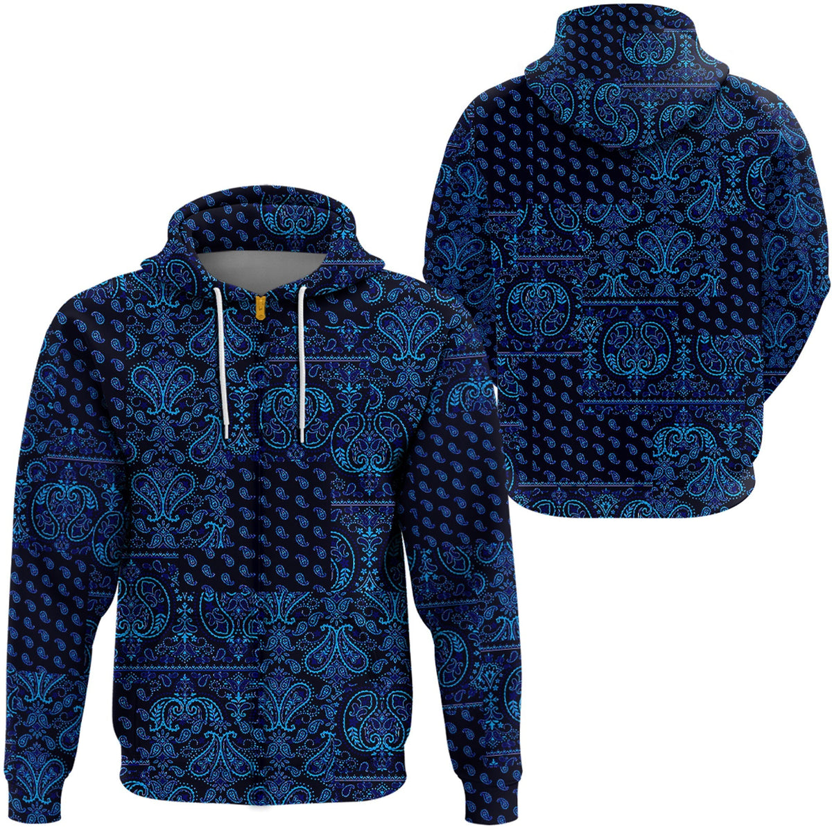 Paisley Bandana Pattern Seamless Blue Hoodie Ver.03 RLT13 - Wonder Print Shop