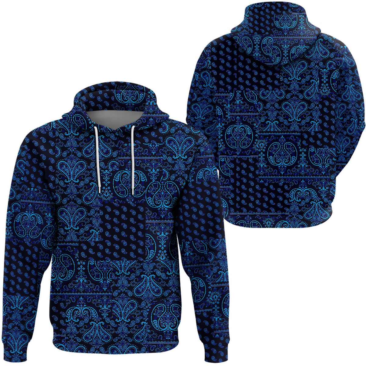 Paisley Bandana Pattern Seamless Blue Hoodie Ver.03 RLT13 - Wonder Print Shop