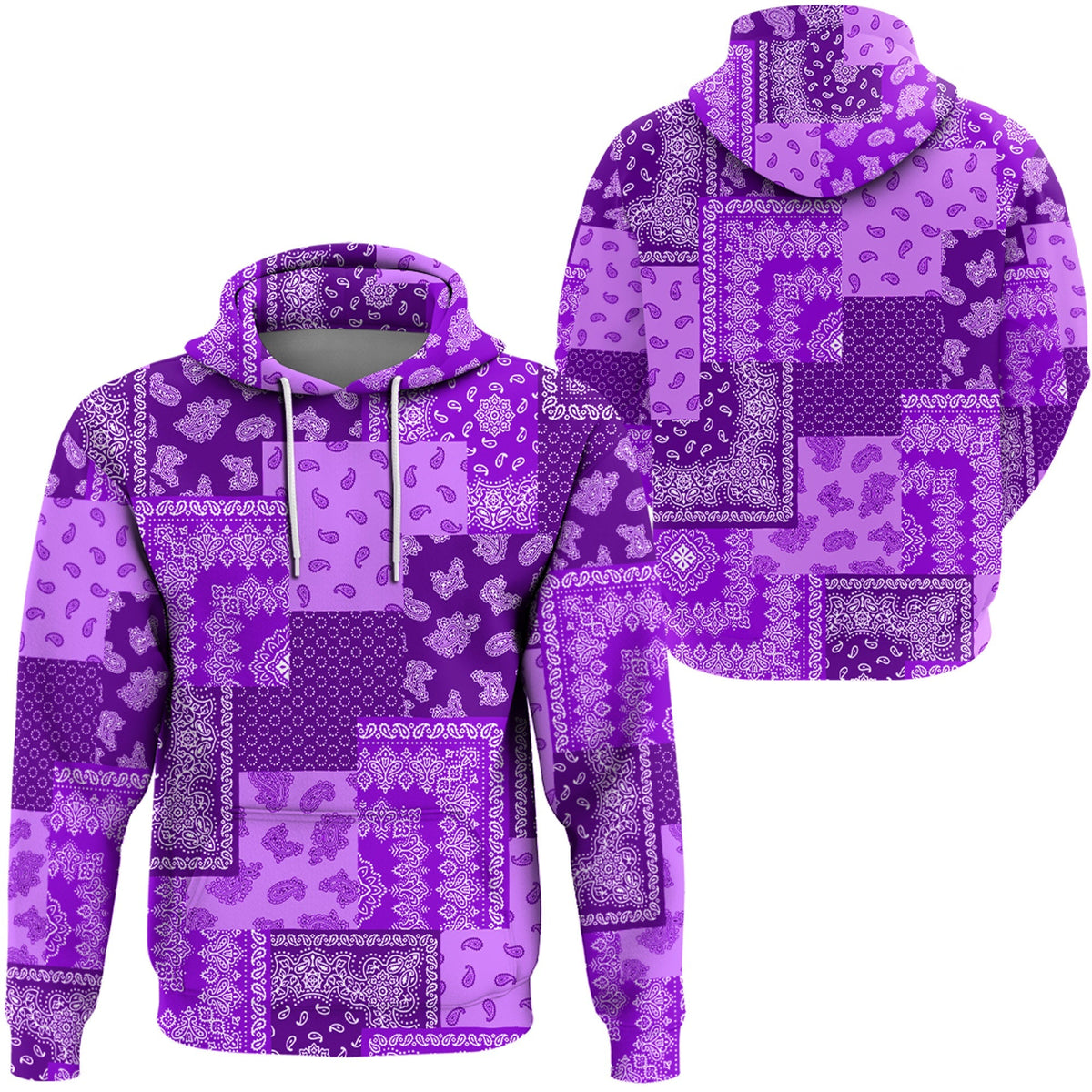 Paisley Bandana Hoodie Pattern Seamless Purple Ver.02 RLT13 - Wonder Print Shop