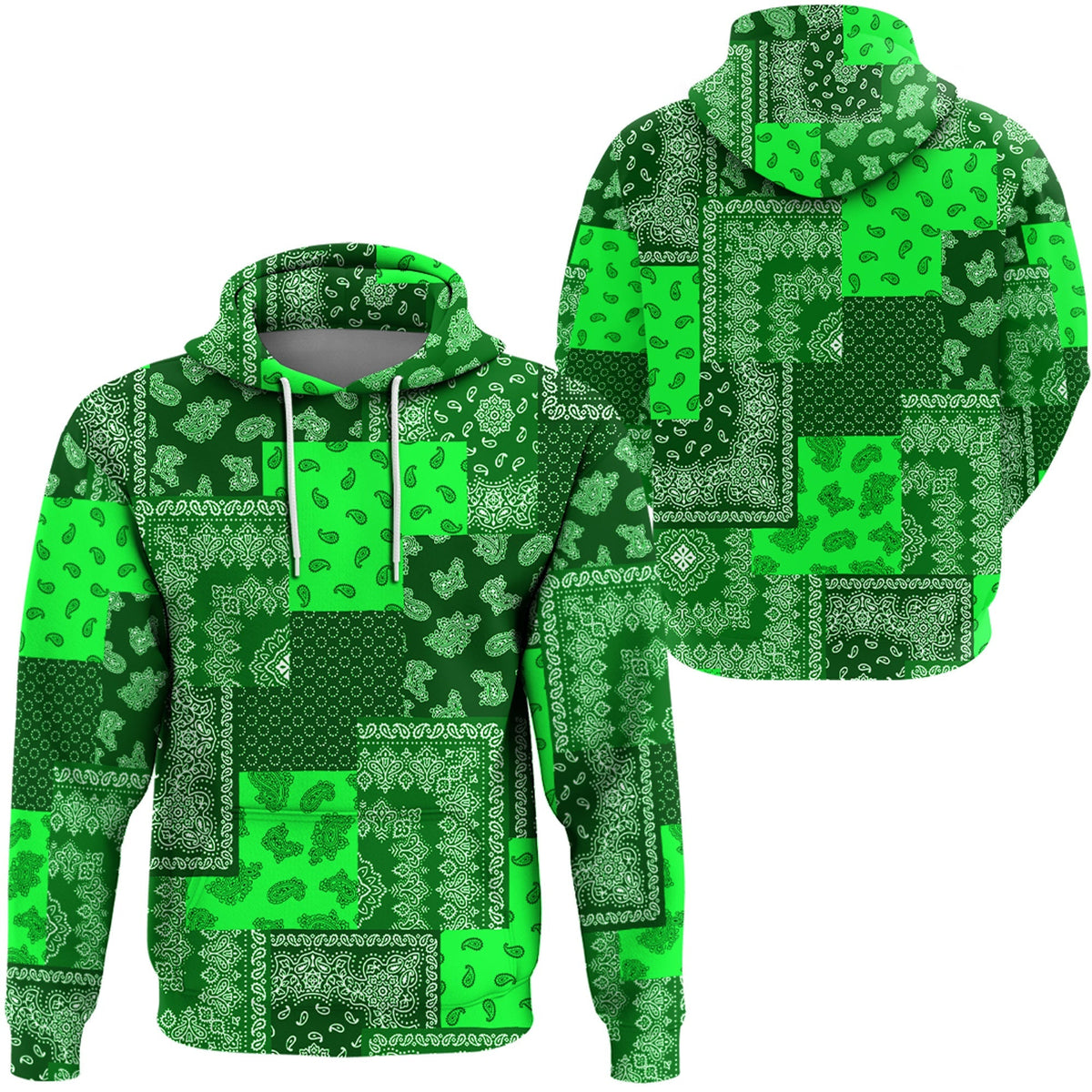 Paisley Bandana Pattern Seamless Green Hoodie Ver.02 RLT13 - Wonder Print Shop
