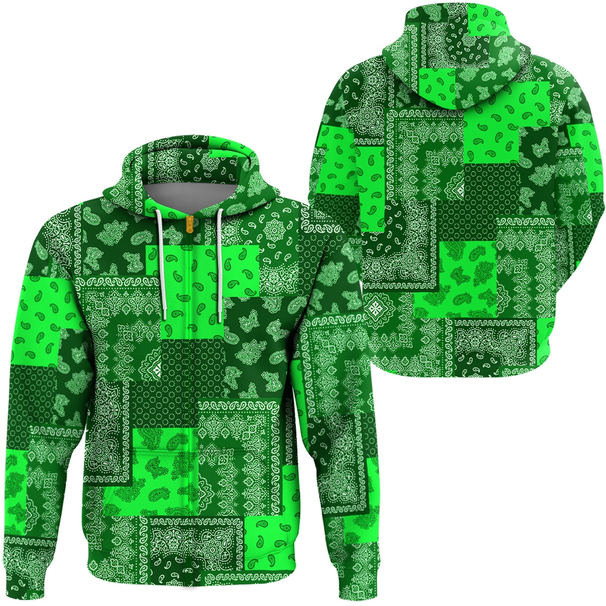 Paisley Bandana Pattern Seamless Green Hoodie Ver.02 RLT13 - Wonder Print Shop