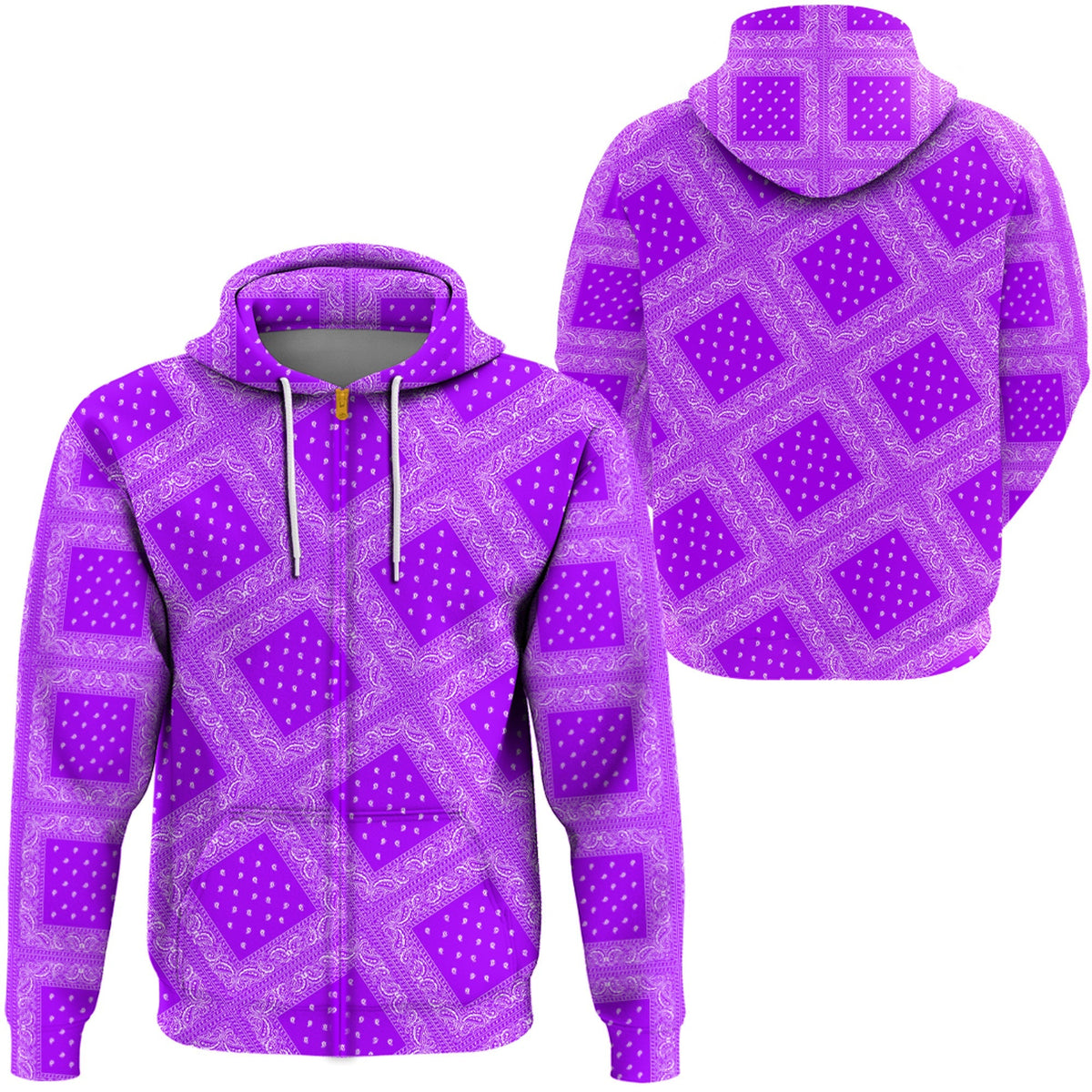 Paisley Bandana Hoodie Pattern Seamless Purple RLT13 - Wonder Print Shop