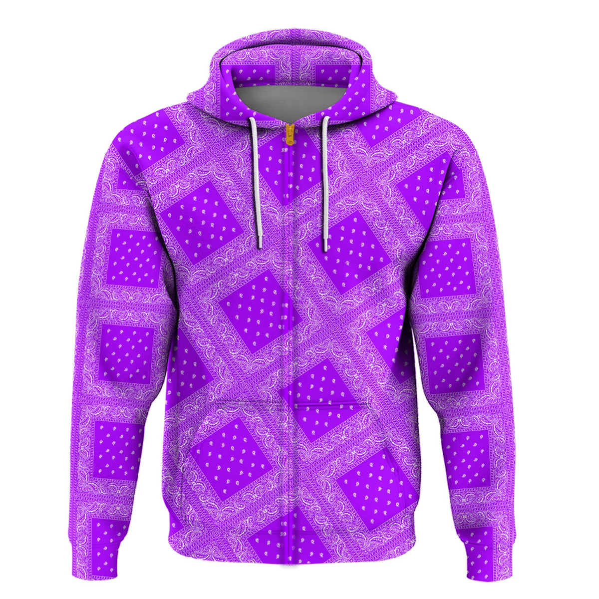 Paisley Bandana Hoodie Pattern Seamless Purple RLT13 - Wonder Print Shop