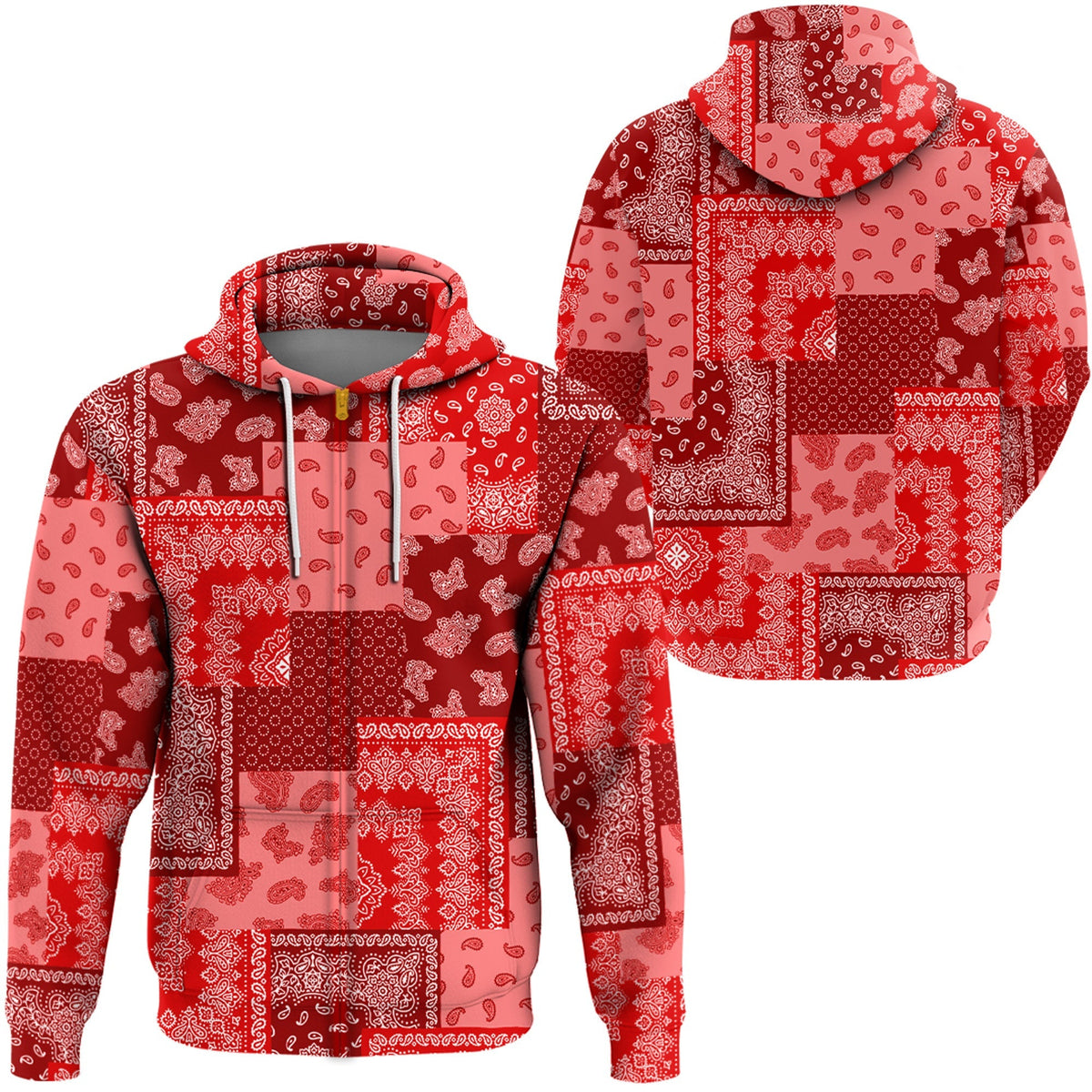 Paisley Bandana Hoodie Pattern Seamless Red Ver.02 RLT13 - Wonder Print Shop