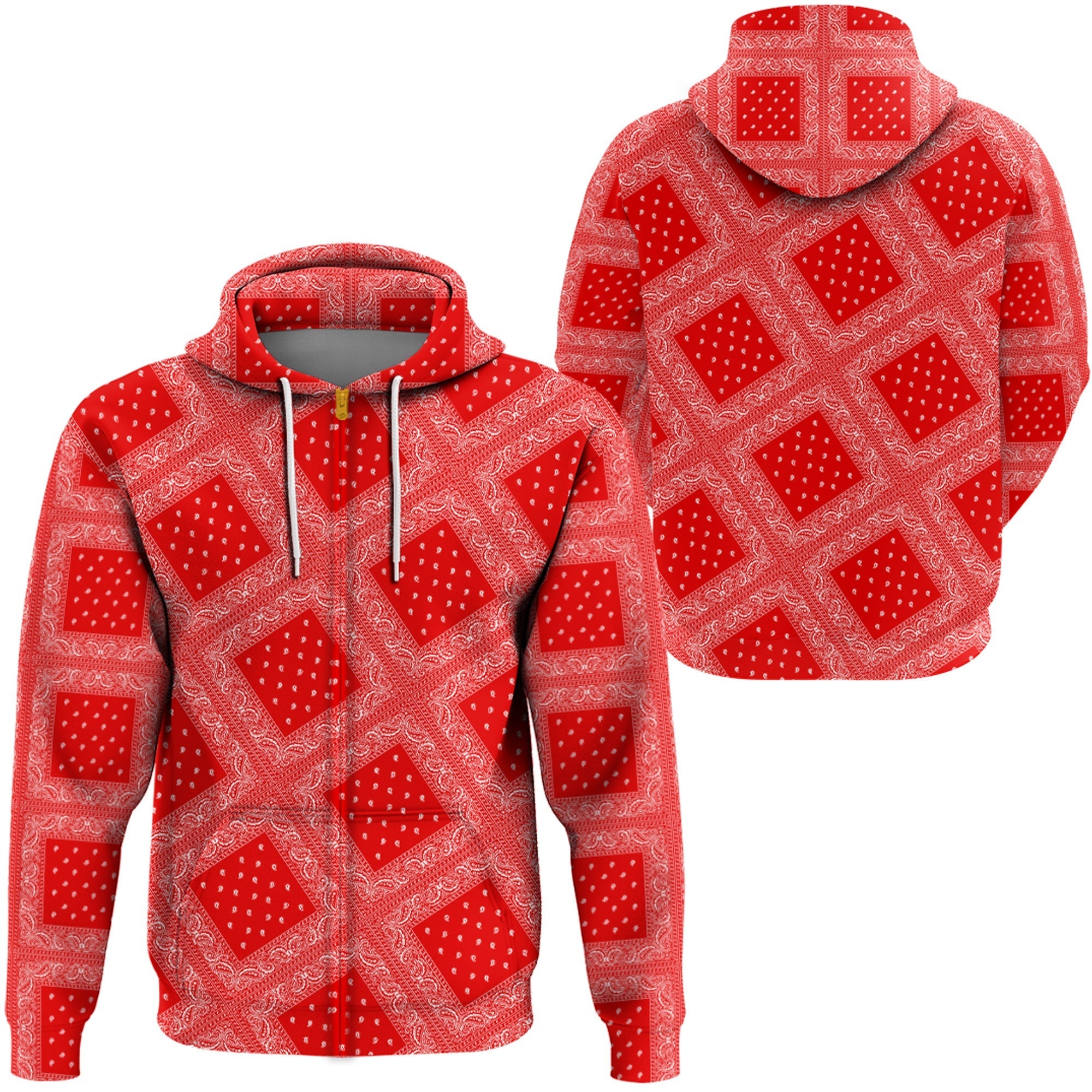 Paisley Bandana Hoodie Pattern Seamless Red RLT13 - Wonder Print Shop