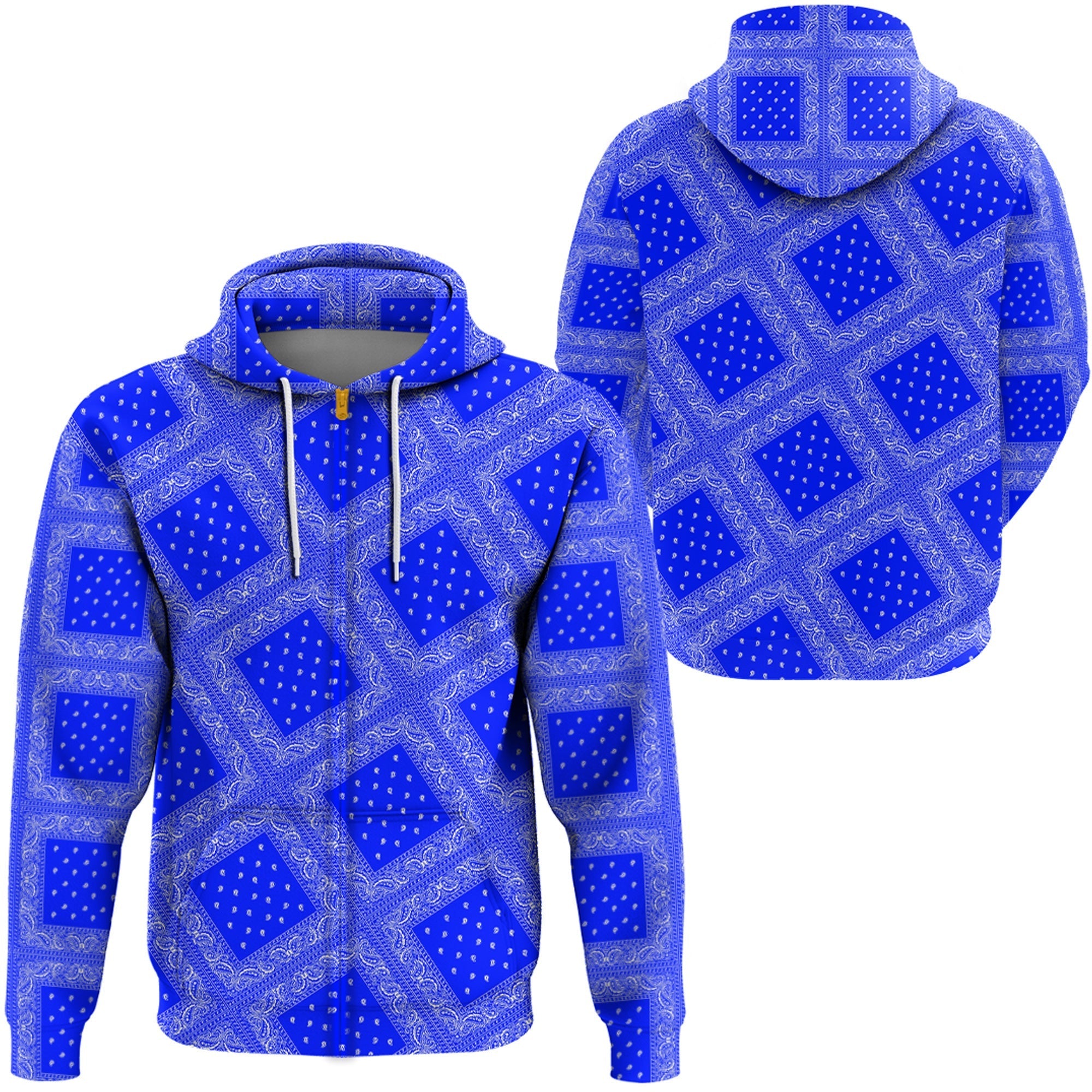 Paisley Bandana Pattern Seamless Blue Hoodie Ver.02 RLT13 - Wonder Print Shop