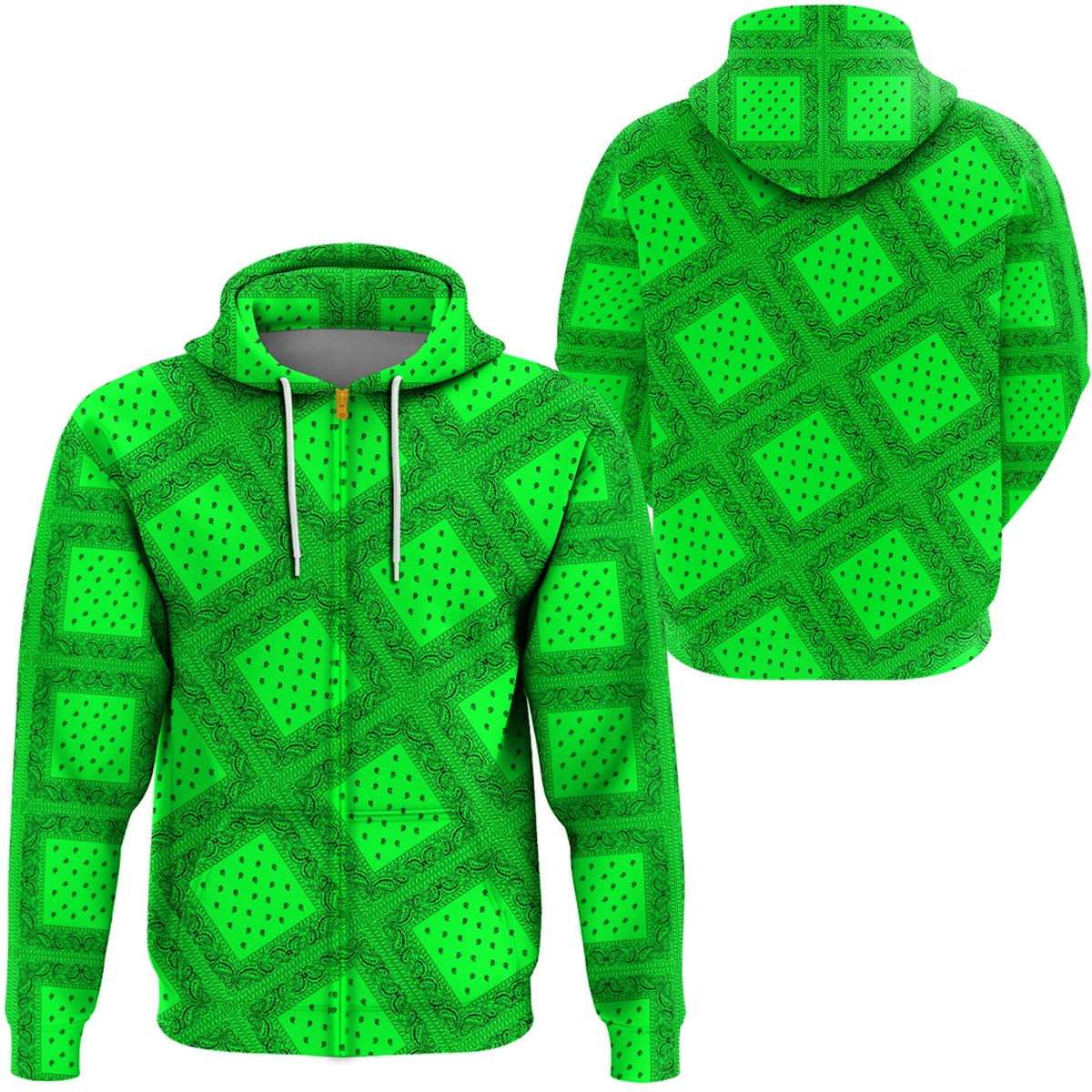 Paisley Bandana Pattern Seamless Green Hoodie RLT13 - Wonder Print Shop