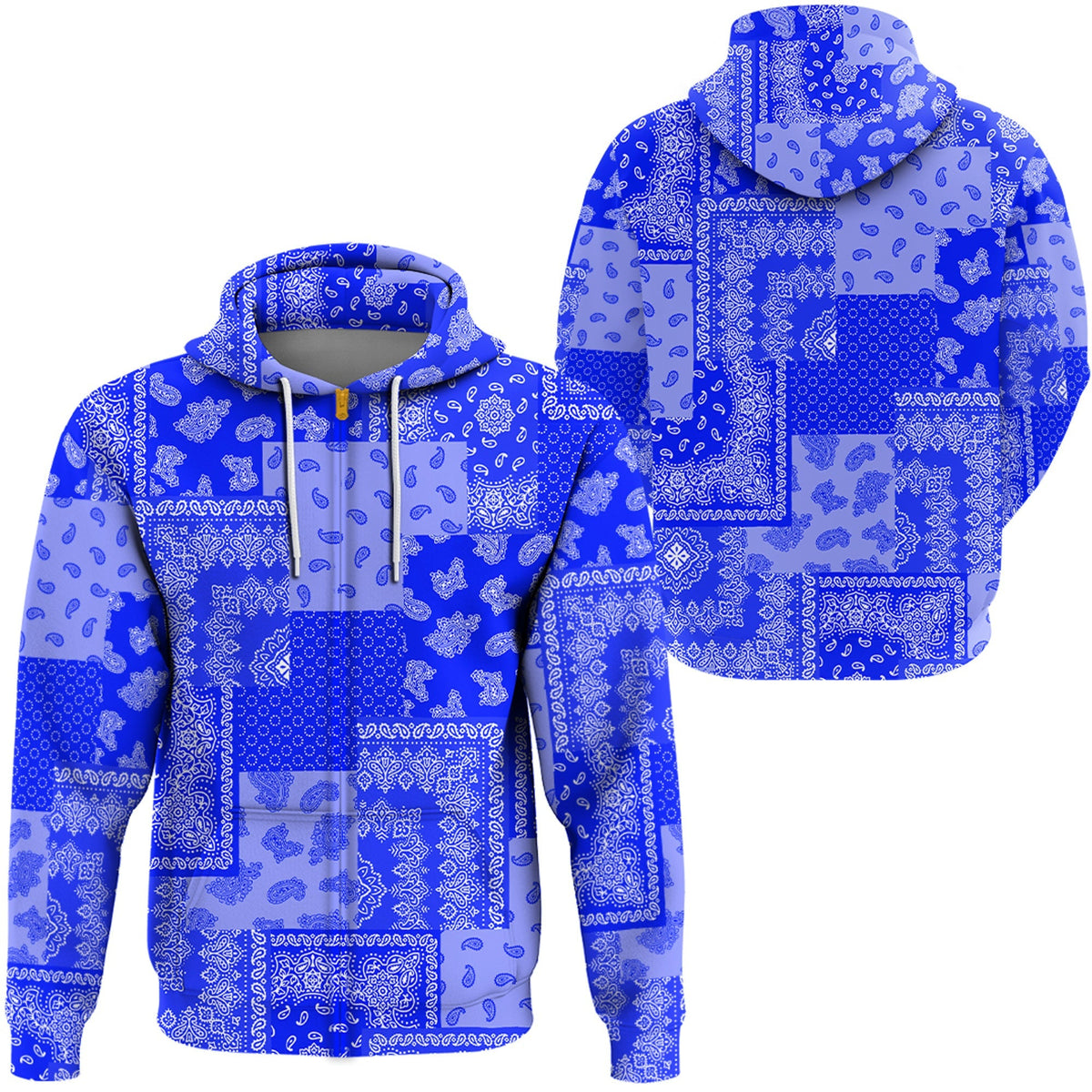 Paisley Bandana Pattern Seamless Blue Hoodie RLT13 - Wonder Print Shop