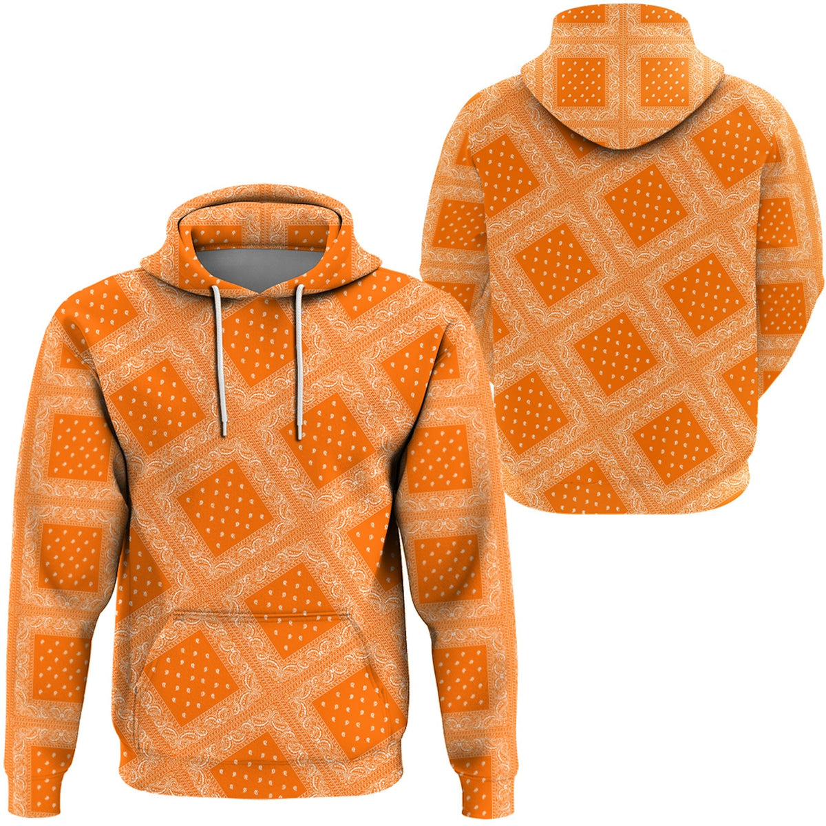 Paisley Bandana Pattern Seamless Orange Hoodie RLT13 - Wonder Print Shop
