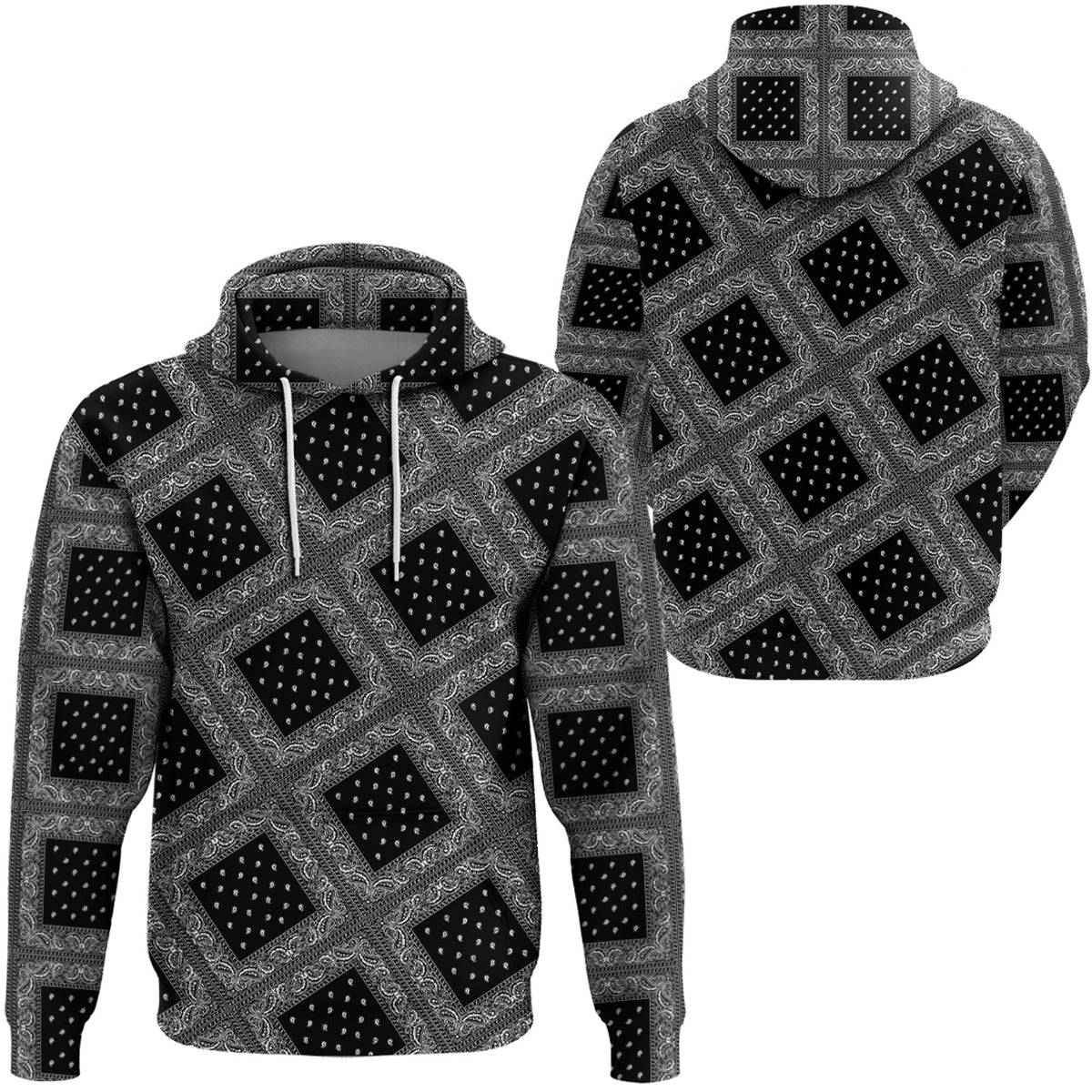 Paisley Bandana Pattern Seamless Black Hoodie RLT13 - Wonder Print Shop